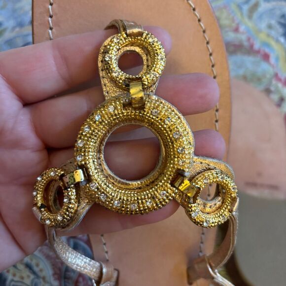 Matisse Strappy Gold Jeweled Thong Sandal Size 9 - Picture 8 of 9